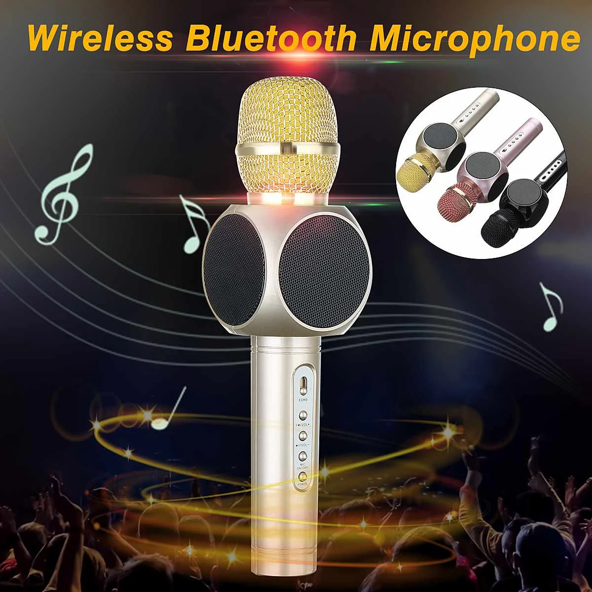 

Беспроводной bluetooth караоке микрофон KTV 2600 мАч, портативный микрофон, динамик, USB плеер, bluetooth стерео микрофон, динамик
