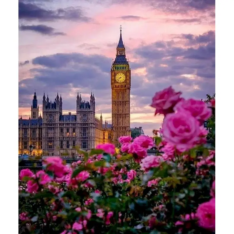 

GATYZTORY Painting By Numbers Building 60x75cm DIY Frameless Wall Pictures For Living Room Home Decor Wall Art Digital Painting