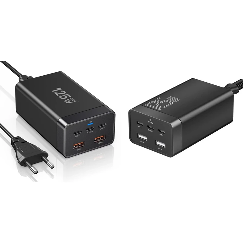 Зарядное устройство Gan 125 Вт настольное быстрое зарядное 5-в-1 PD65W для Iphone 15 14 13 Pro Max