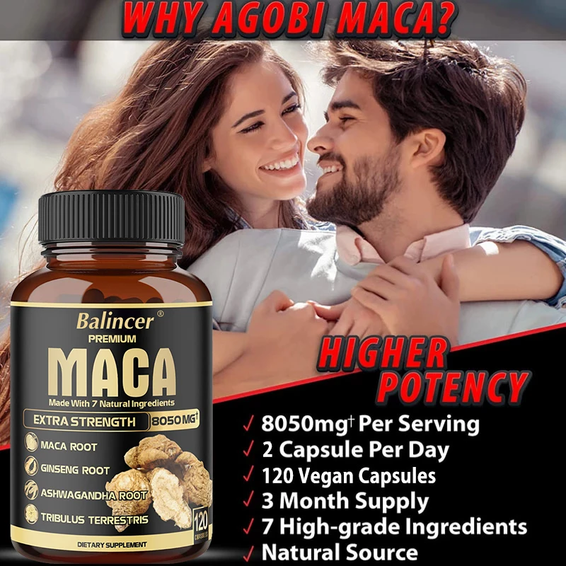 

Maca Root Extract & Ginseng Extract - Boosts Energy, Strength & Vitality, Endurance, Improves Overall Health, Muscle Mass