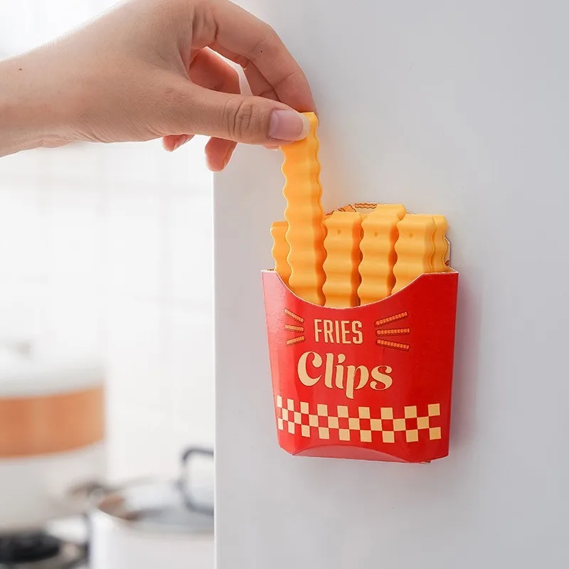 

Creative sealing clip Refrigerator magnets French fries clip Cute simple thickened bar snack food bag sealing clip