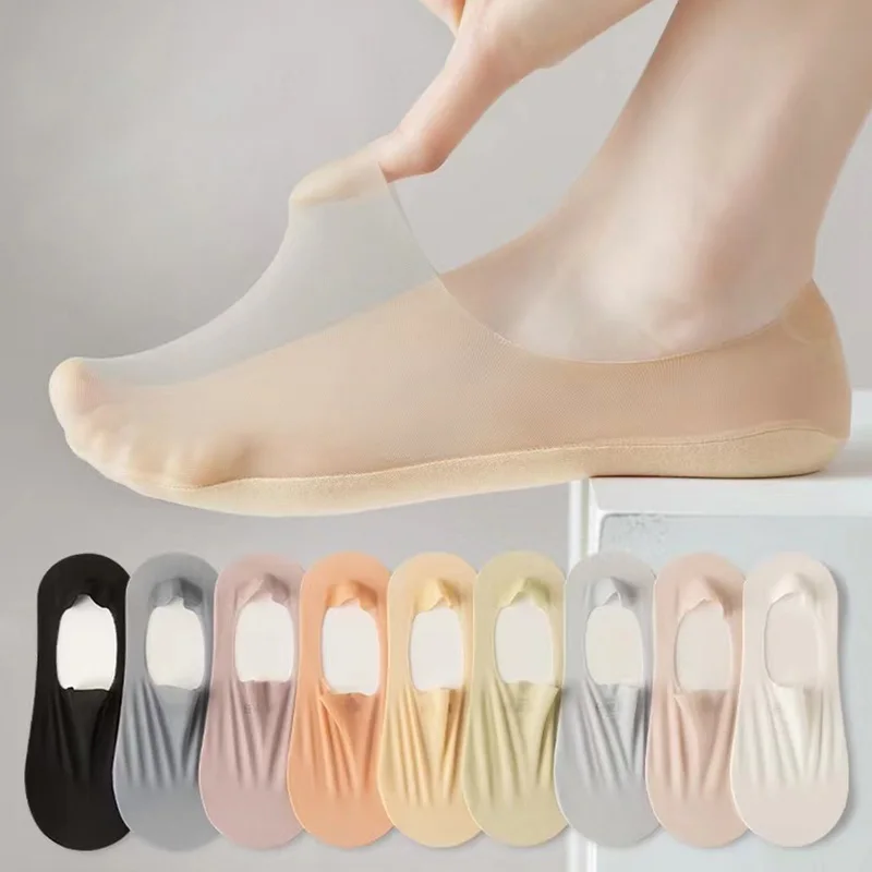 

Women's Comfortable Thin Non-Slip Silicone Sock Silicone Anti-slip Soft Cotton Sole Invisible Socks Mesh No Show Sock Slippers