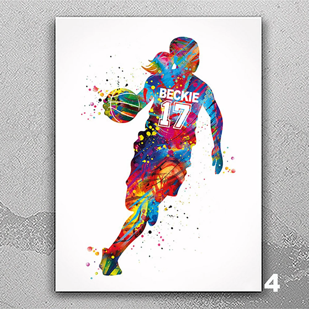 

Женские акварельные постеры с именем баскетболиста