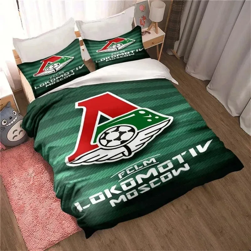 FC Lokomotiv Moscow Football Print Bedding Set Cute Quilt Cover Bed with Pillowcase Custom