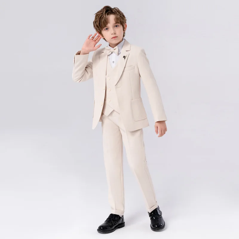 Фото Детский костюм Prince Kids: комплект из 5 предметов (куртка, жилет, брюки, галстук-бабочка, брошь) для праздников, выпускных и фотосессий №3