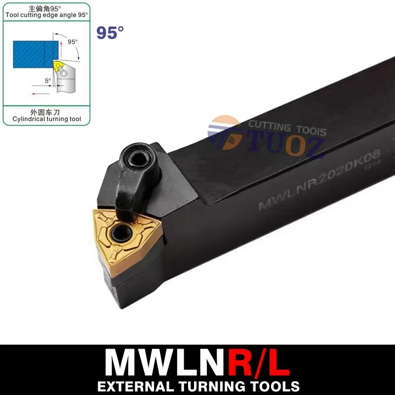 

TUOZ 95 ° внешний токарный инструмент MWLNR MWLNL 3232P08 MWLNR3232P08 MWLNL3232P08 32 мм Поворотный токарный инструмент держатель для WNMG0804 вставки