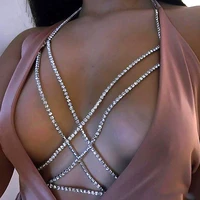 gold color sliver color crystal body chain bikini body chains nightclub chest chain fashion body jewelry for women and girls