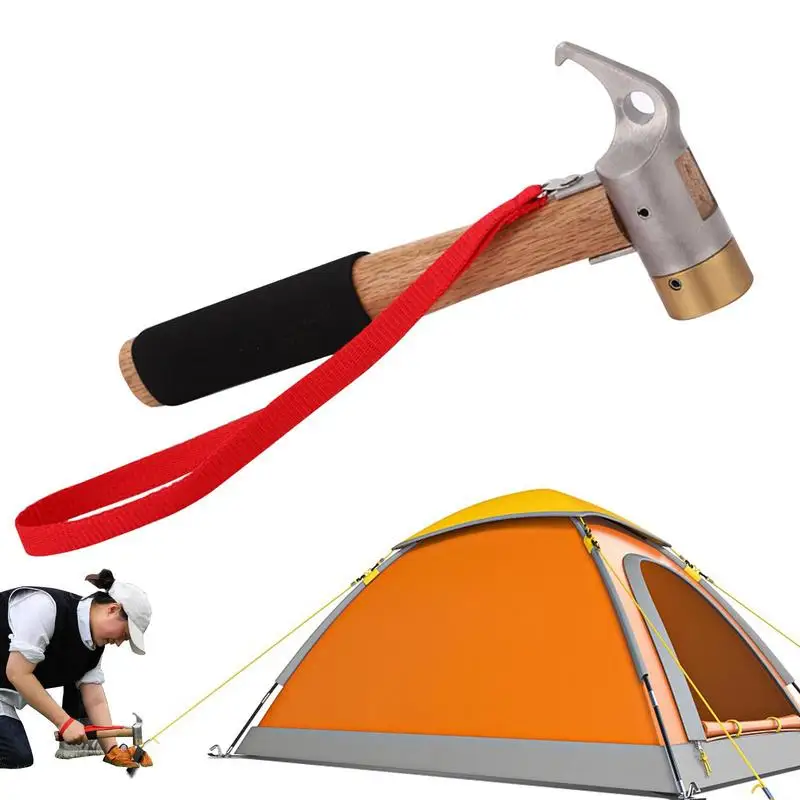 

Camping Tent Hammer Tent Stake Puller Hammer Tent Peg Accessory With Anti-Off Rope For Outdoor Camping Homework And Roofer's
