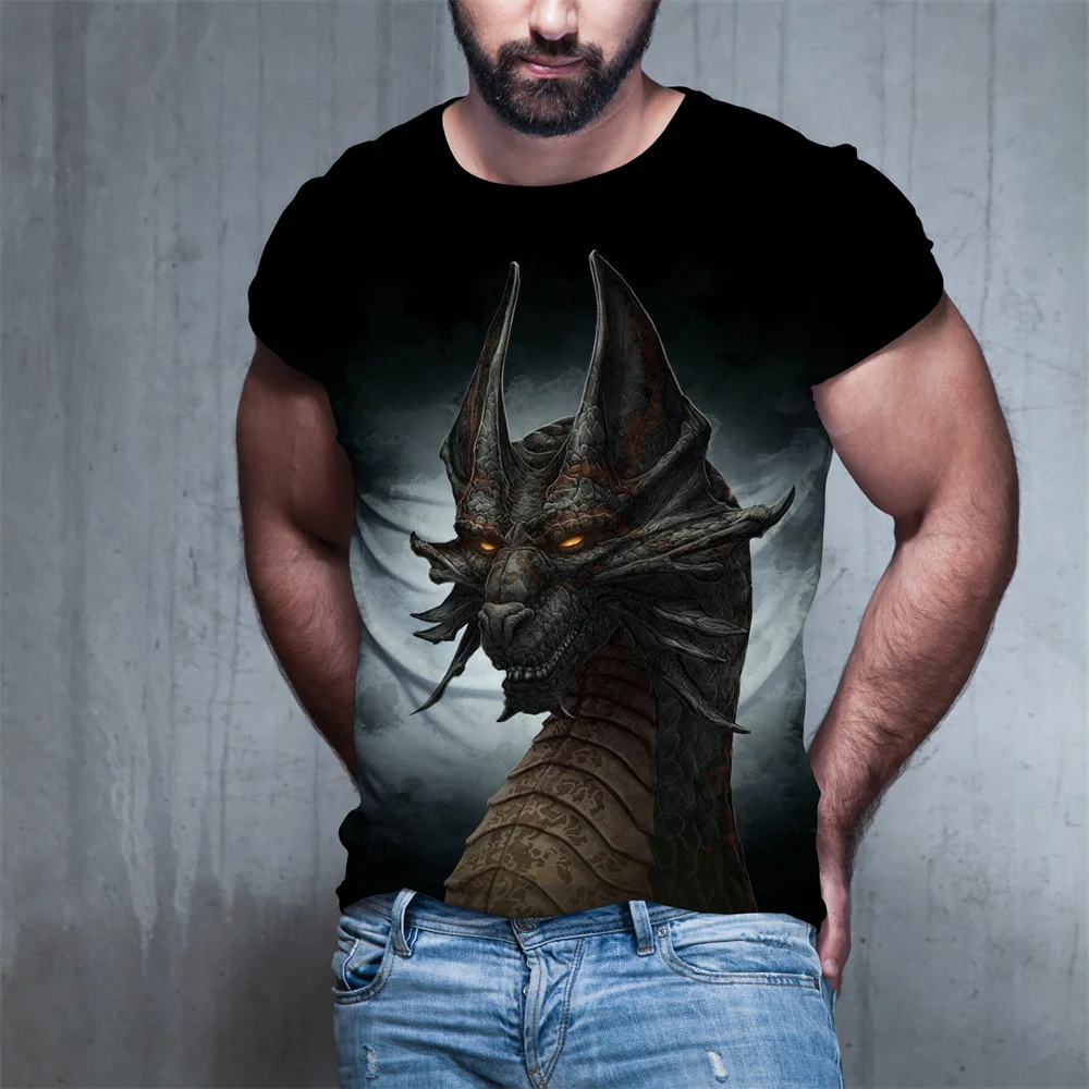 

Western Dragon 3D Printed Men T-shirt 2021 Summer O-Neck Short Sleeve Tees Tops 3D Style Male Clothes Fashion Casual T-shirts