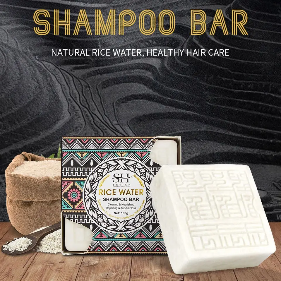 Sevich Rice Water Hair Shampoo Soap Coconut Oil Natural Cleaning Hair Nourishing Moisturizing Anti Hair Loss Stick Hair Shampoo
