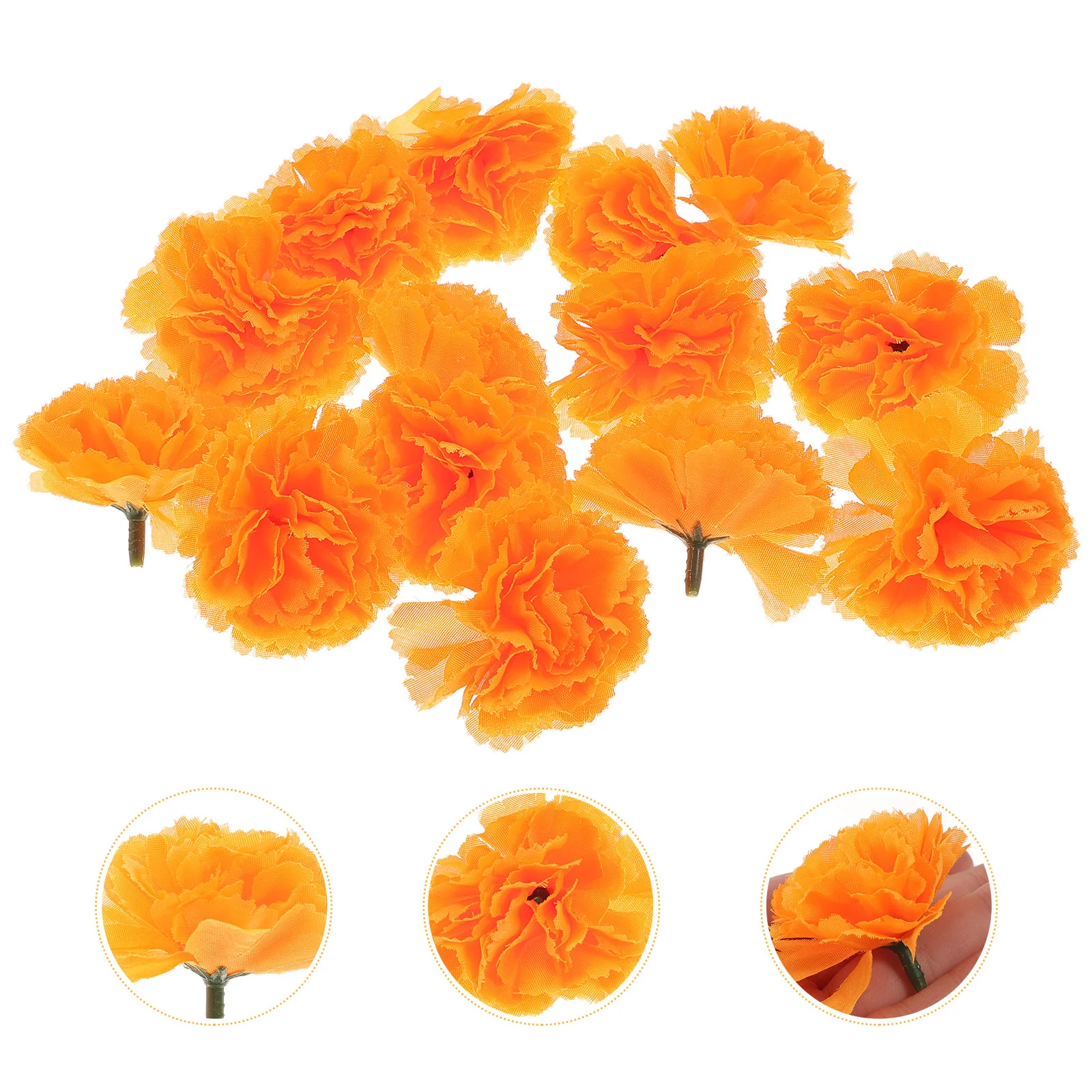 

50 Pcs Artificial Marigold Heads Orange Flowers Adornos Para Decoration Home Fake Bulk Garland Marigolds