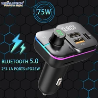 worldtech bluetooth receiver 5 0 fm transmitter car kit mp3 modulator player handsfree 3 1a auto dual usb fast charging charger