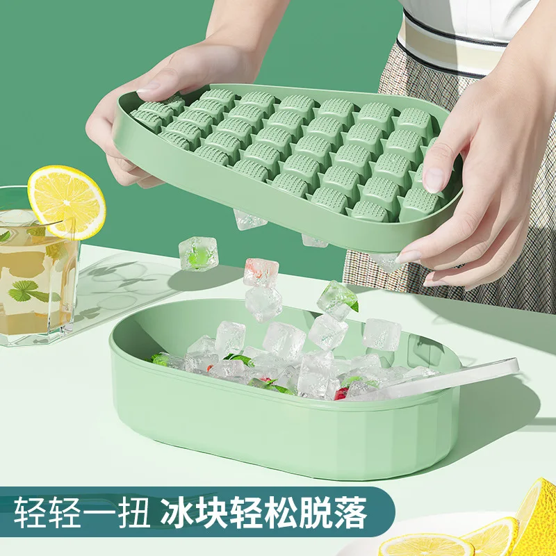 

Summer Press Type Ice Cube Maker Mold Home Ice Storage Box With Lid Refrigerator Frozen Square Cubic Container