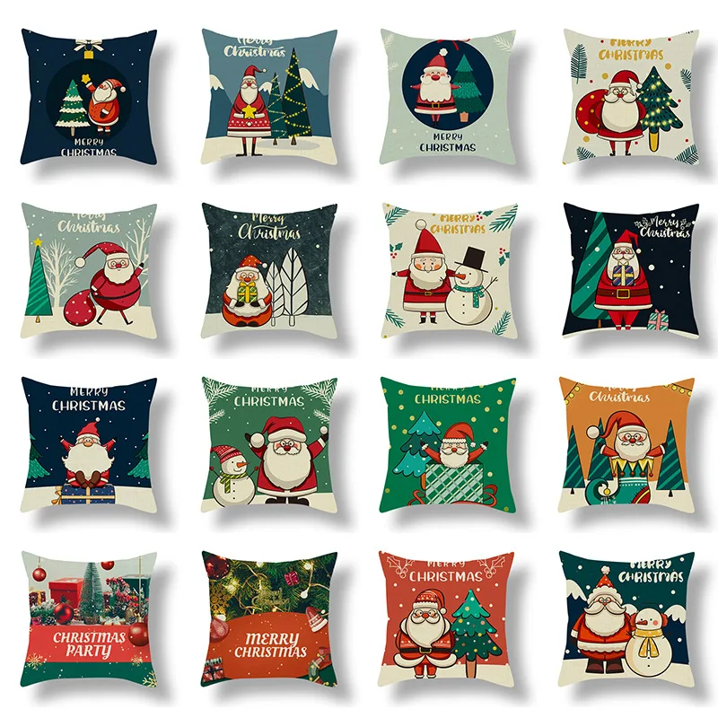 

Cute Cartoon Santa Claus Snowman Pillowcase Festive Living Room Bedroom Cushion Pillowcase New 45*45cm