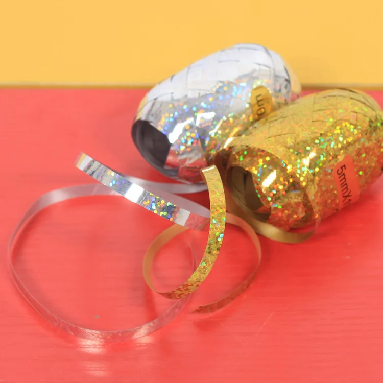 

6Pcs Laser Ribbon New Satin Ribbons Wedding Birthday Party Decorative For Balloons Gift Bag Cake Packing