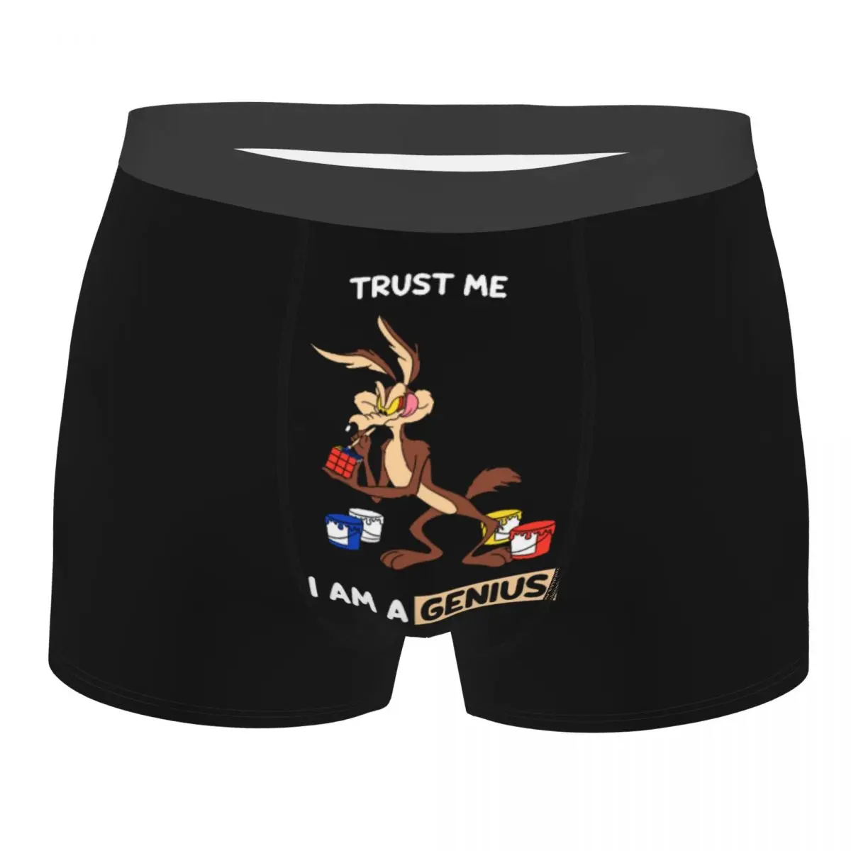 

Мужские трусы Trust Me I Am A Genius, нижнее белье Wile E, мультяшный Койот, новинка, боксеры, шорты, трусы для мужчин, мягкое нижнее белье