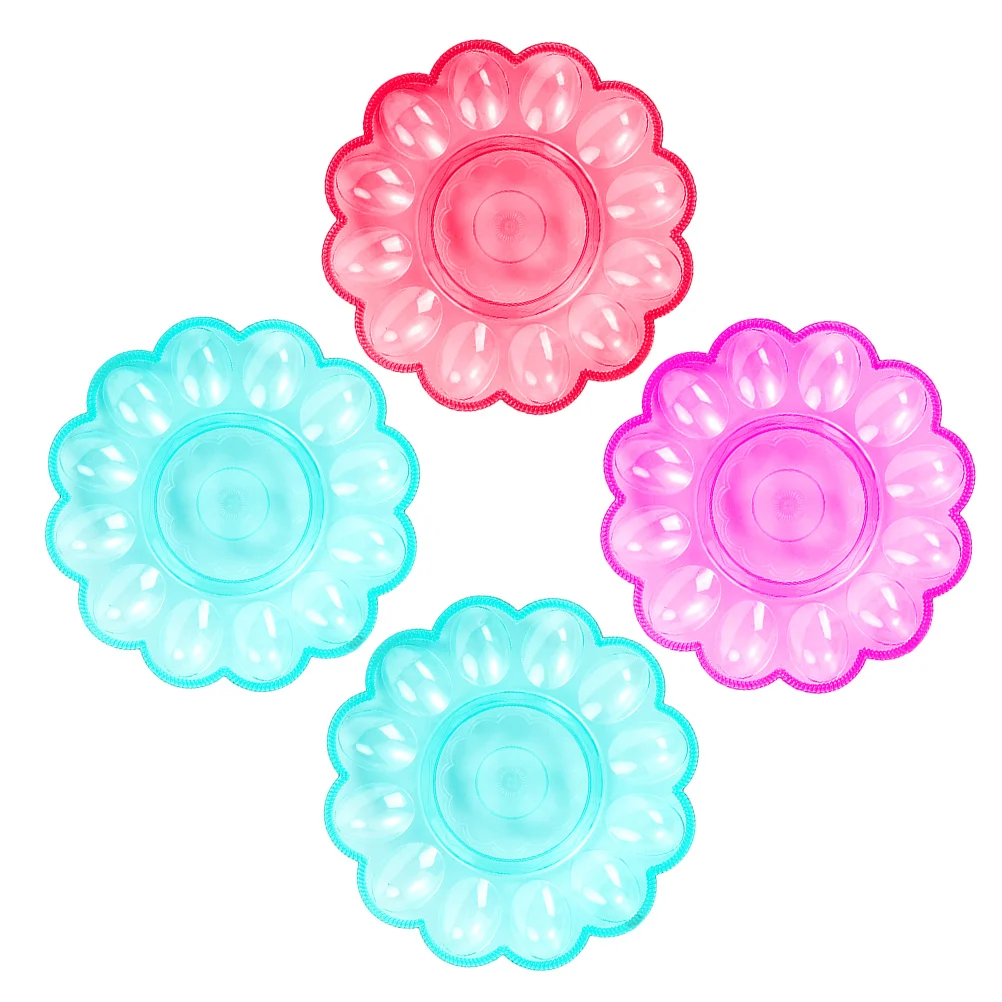

4 Pcs Egg Storage Tray Storage Boxes Lids Deviled Egg Tray Platter Egg Poachers Plastic Boiled Egg Cups