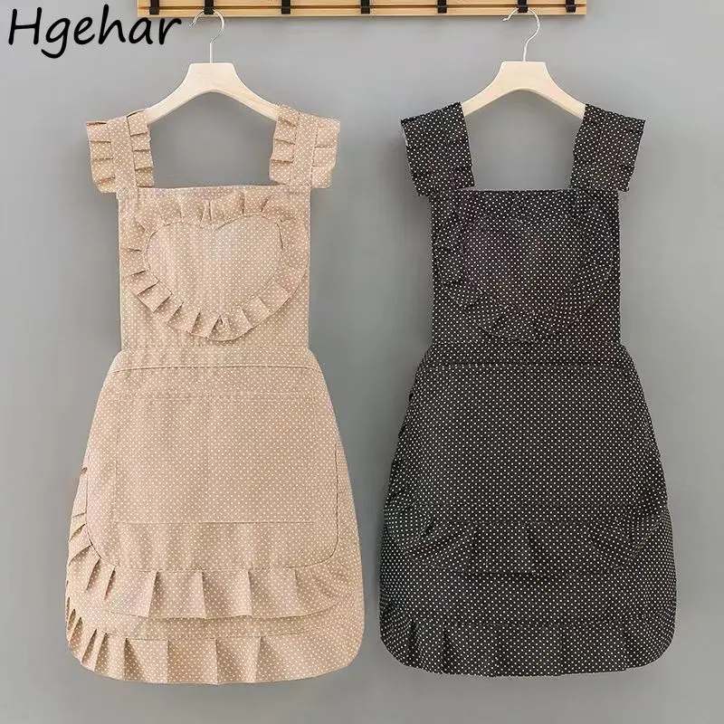 

Oil-proof Cooking Cleaning Aprons Women Cute Sleeveless Household Pinafore Breathable Restaurant Coffee Shop Florist Uniform Ins