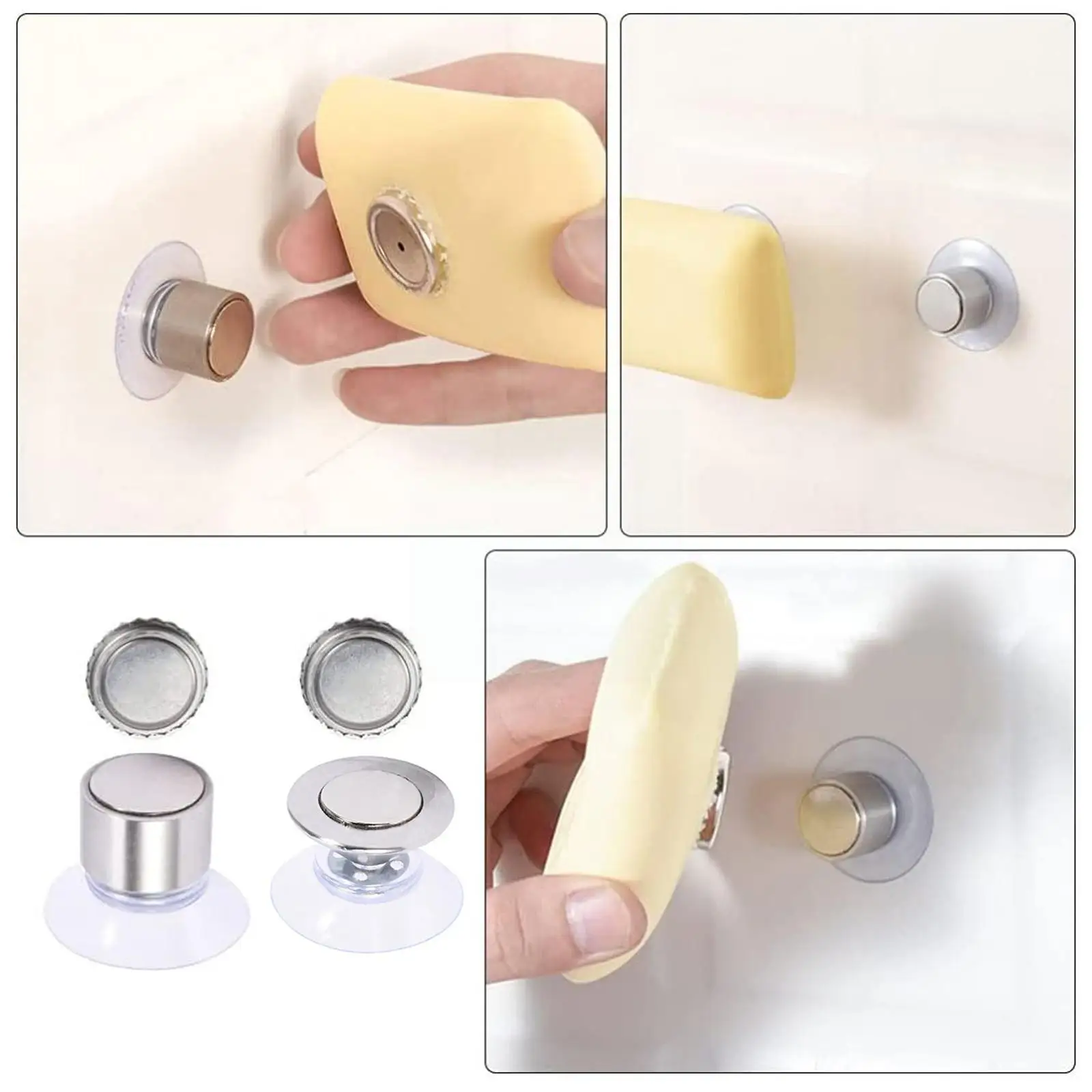 

Steel Magnetic Soap Rack Wall Mount Suction Cup Hanger For Bathroom Suction Cup Rack Silver Magnetic Soap Holder T5y3