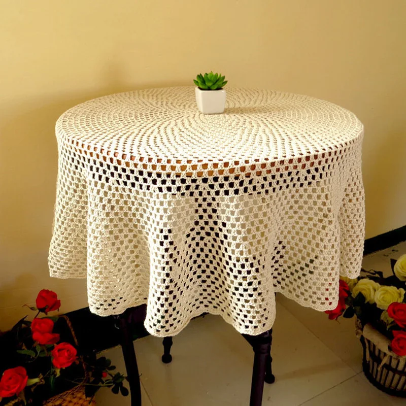 

TOP Round cotton handmade flower crochet Table cloth tablecloth Christmas kitchen dining table cover wedding Party home decor