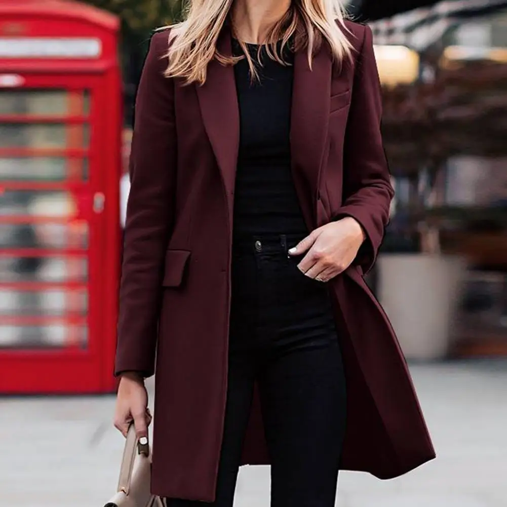 

Cardigan Great Anti-wrinkle Lady Trench Coat Single-breasted Lady Trench Coat Solid Color for Work