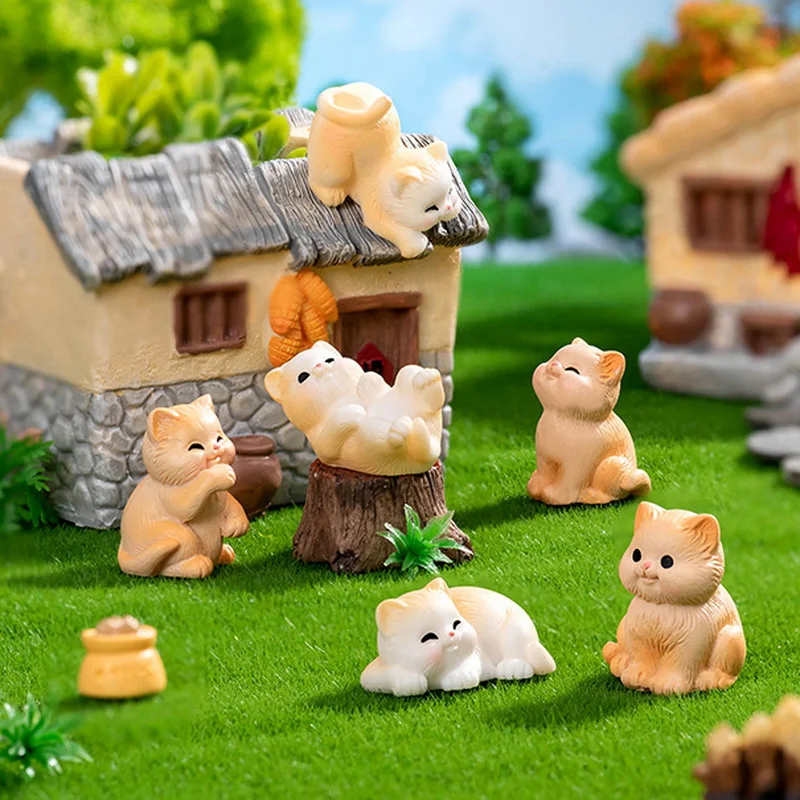 Мини-мультфильм милый Санхуа кот орнамент пейзажный горшок кукольный домик