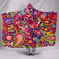 hooded blanket floral hippie peace festival camping paisley peace love hippie retro vintage 1960s sixties multi coloured