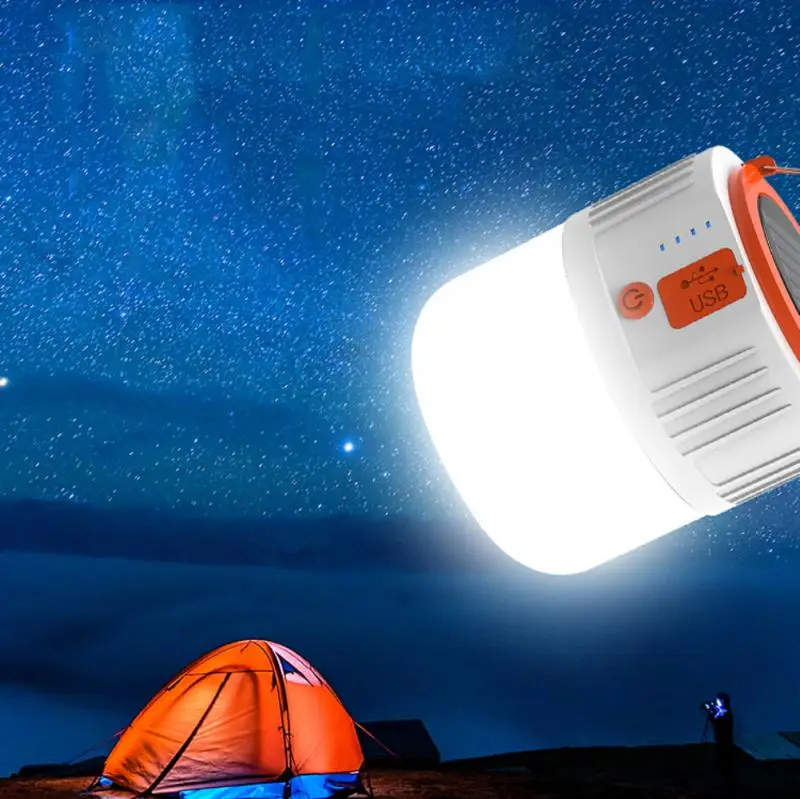 

Светодиодная лампа на солнечной батарее, посветодиодный ный светильник с зарядкой от USB для наружного освещения палатки, портативные фонар...