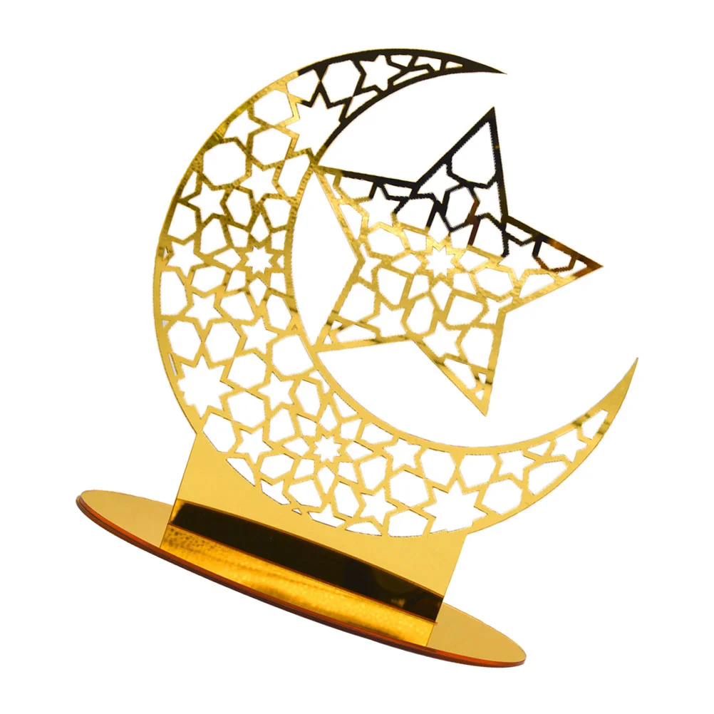

Eid Mubarak Ramadan Decor Moon Ornament Decorations Table Muslim Festival Ornaments Sign Wooden Star Decoration Hanging Islam