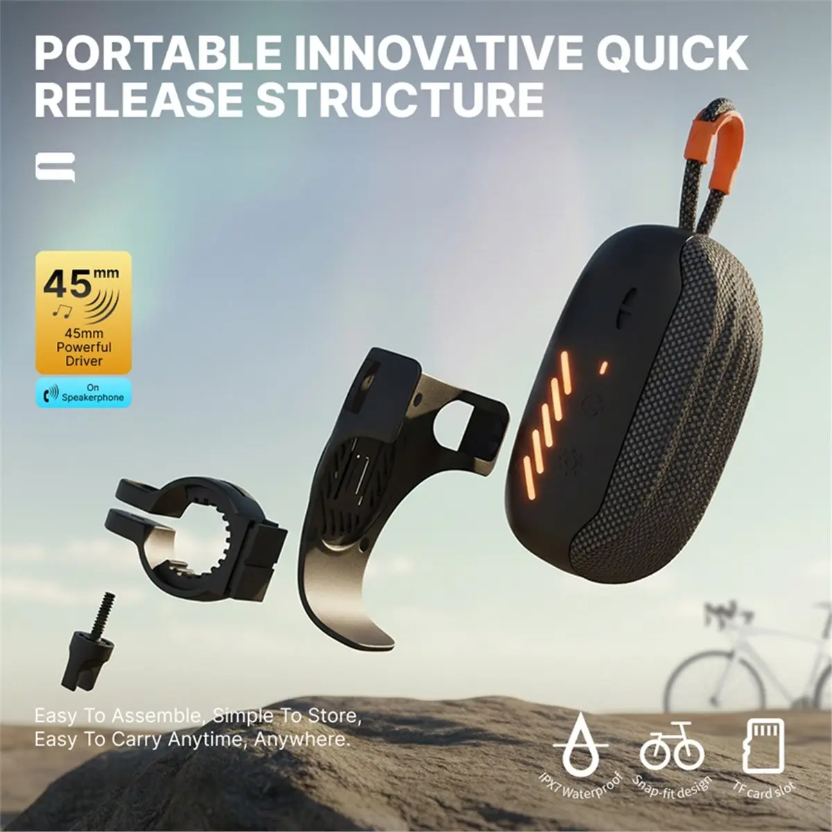 Фото Bluetooth-колонка Sportsmm IPX7 для велосипеда и мотоцикла, универсальная, водонепроницаемая, для использования на открытом воздухе, беспроводная аудиосистема для езды, 100 Гц-20 кГц, модель N-Vehicle A. №5