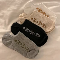 4 pairs1sets literary retro socks female summer fashion cute silicone non slip low top shallow mouth invisible socks boat socks