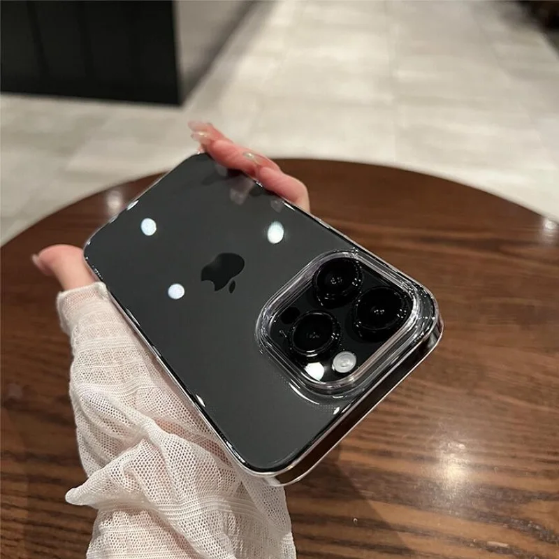Роскошный кристально прозрачный противоударный чехол для iPhone 15 14 13 12 11 Pro Max XR XS 7 8 Plus Mini SE 3, прозрачный жесткий пластиковый чехол из поликарбоната