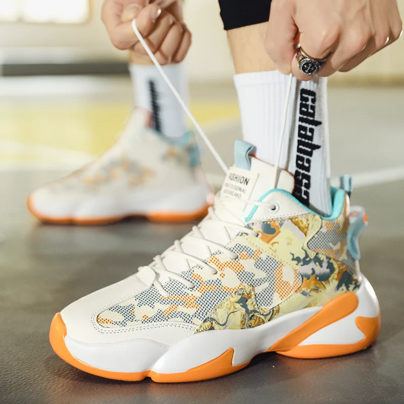 Cheap Basketball Shoes For Men Fashion High top Sneakers Men Cushion Platform Sport Shoes Street Culture Basketball Sneakers Men