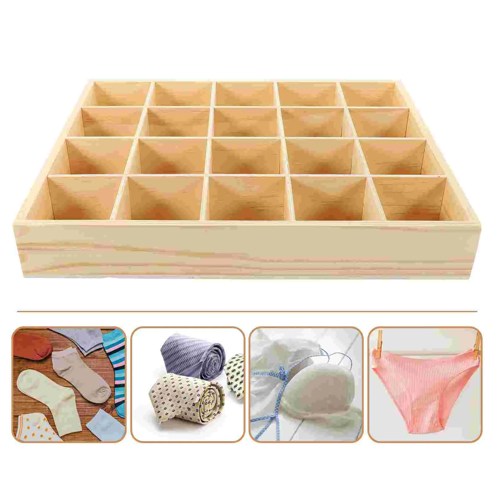 

Sock Organizer Wooden Drawer Organizer Divider, 20 Cell Stable Closet Cabinet Organizer Storage Boxes for Storing Socks, Things