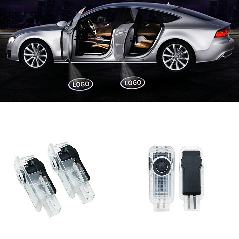 

car accessories For A-odi A4L A5 A6L A7 A8L Q3 Q5 Q7 welcome lights dedicated car logo door lights auto LED