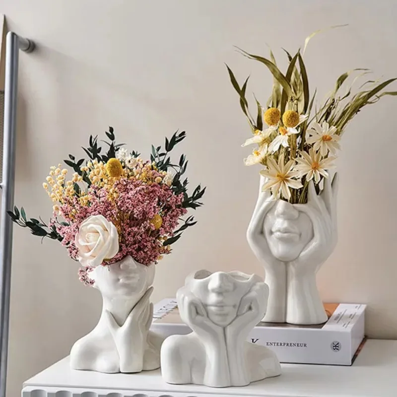 

Керамическая ваза для лица, современный простой горшок для растений в скандинавском стиле, творческая ваза для цветов, украшение для дома, гостиной, домашний декор, террариум