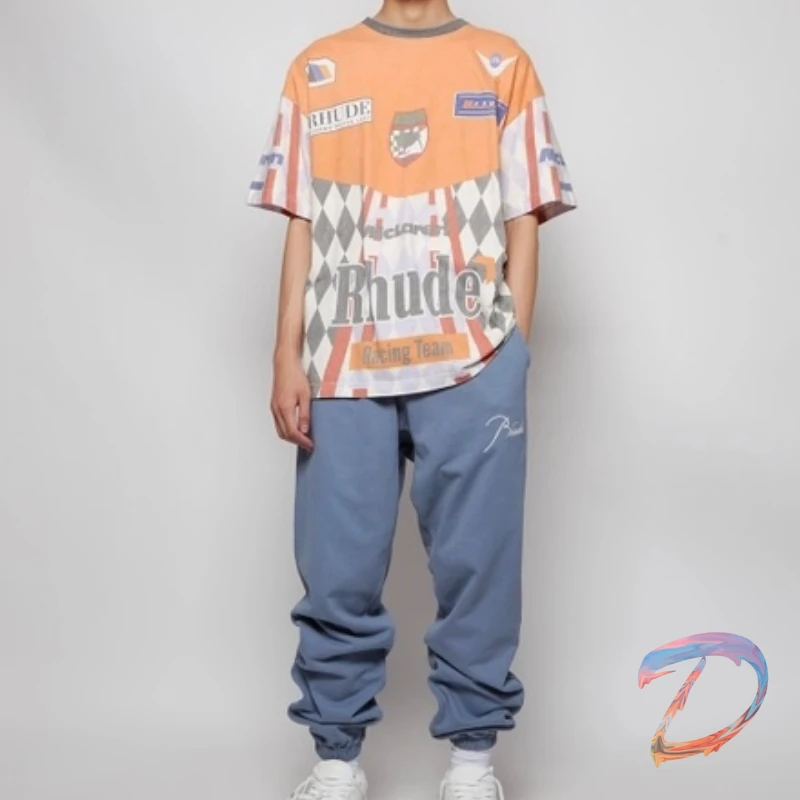 

RHUDE Sweatpants High Quantity Embroidered Slogan Logo Trousers Casual Drawstring Vintage Pants
