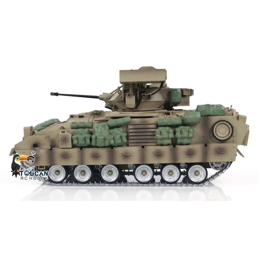 Фото RTR Tongde масштаб 1/16 RC военный танк M2A2 Bradley модель радиоуправляемого танка металлические гусеницы колеса инфракрасный ствол отдача курение №3