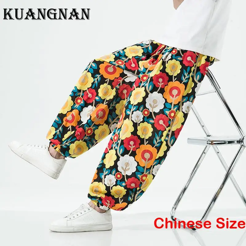 

Мужские брюки из хлопка и льна KUANGNAN, бесплатная доставка, вся Мужская одежда, роскошная одежда в Корейском стиле, мужская одежда 5XL, весна 2023