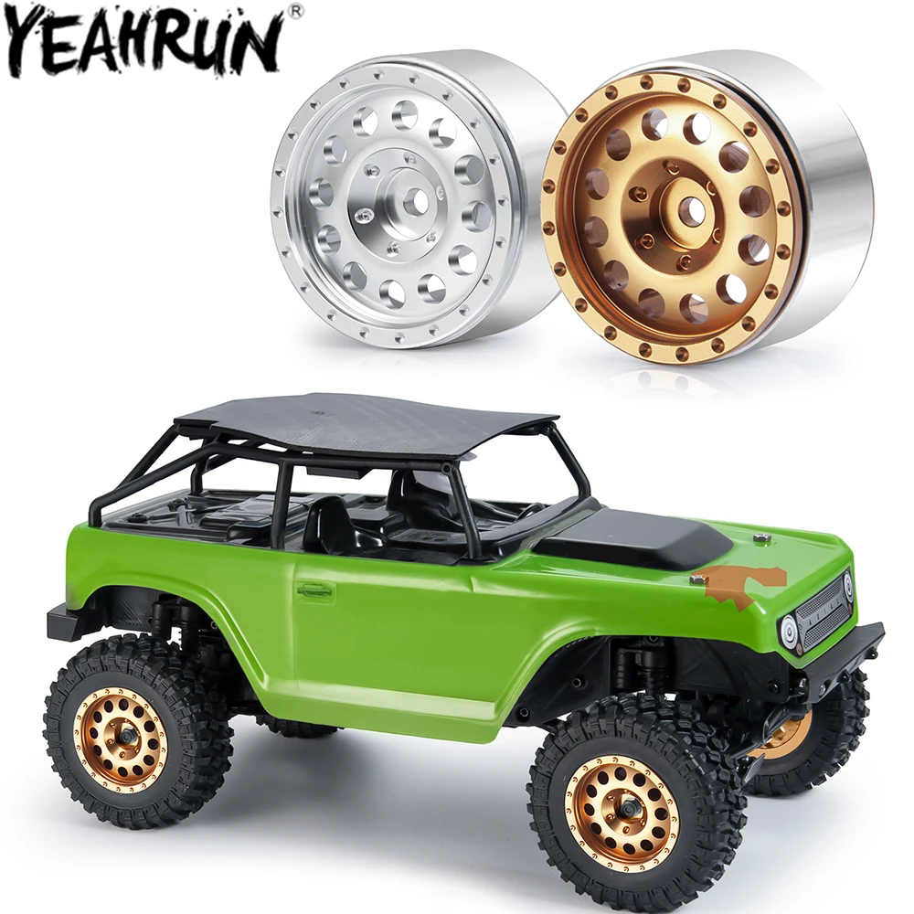 

YEAHRUN 4PCS Silver Wheel Hub CNC Metal 1.0" Beadlock Wheel Rims for 1/24 RC Crawler Axial SCX24 90081 AXI00001 AXI00002