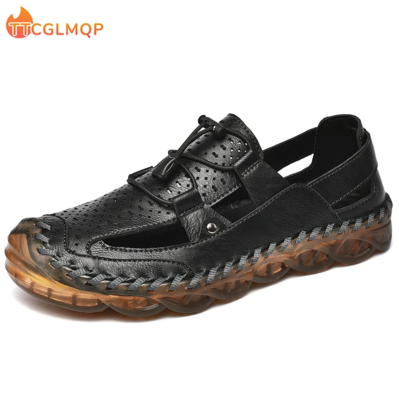 

New Summer Leather Men's Sandals Outdoor Lightweight Comfortable Beach Sandals Fashion Casual Wading Slippers Sneakers Big Size