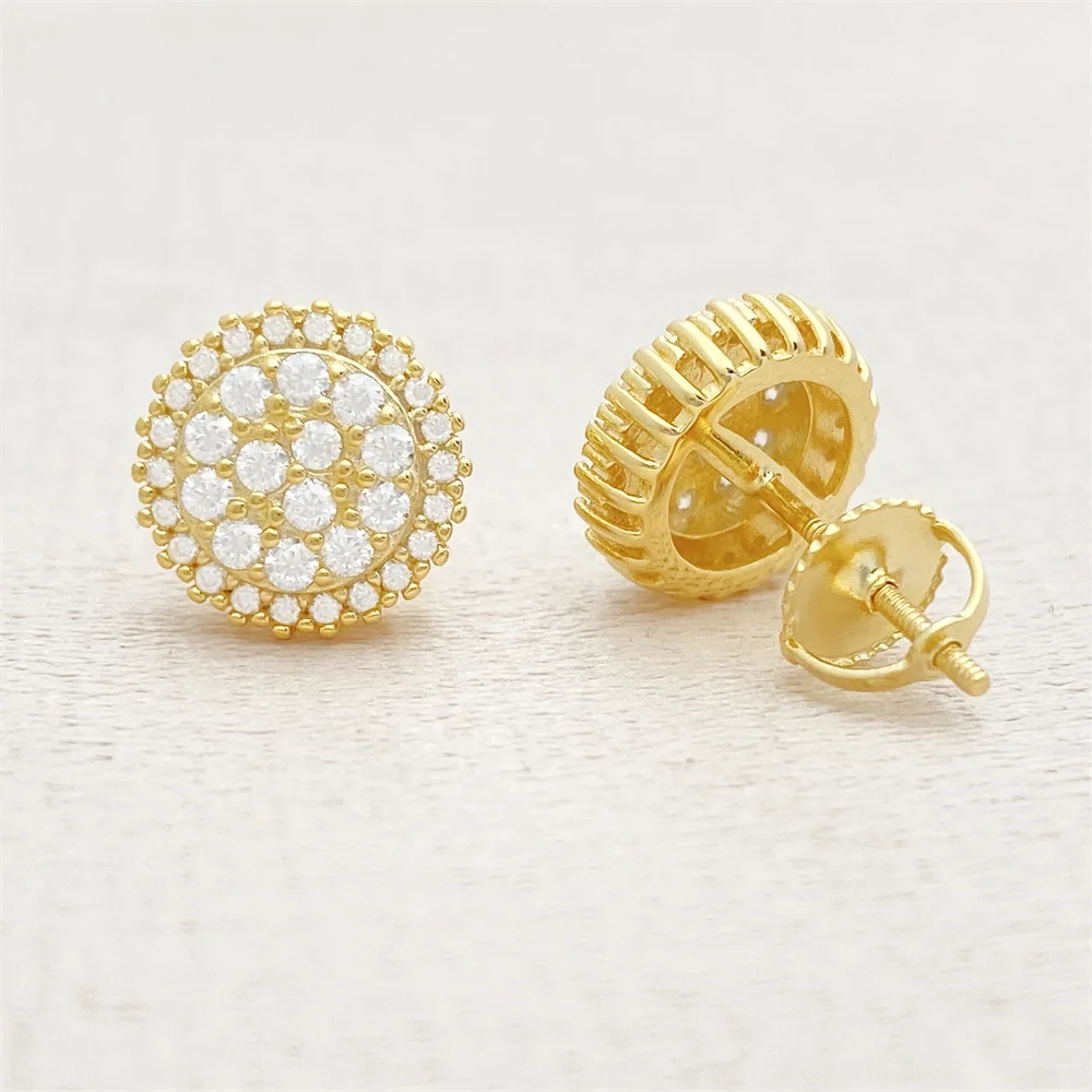 Moissanite Round Earrings For Women S925 Silver Ear Studs Real Diamond Jewelry Pass Tester With GRA Free Shipping