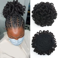 dreadlock afro high puff drawstring ponytail hair bun hairpieces faux locs clip in pony tail synthetic hair buns for black women