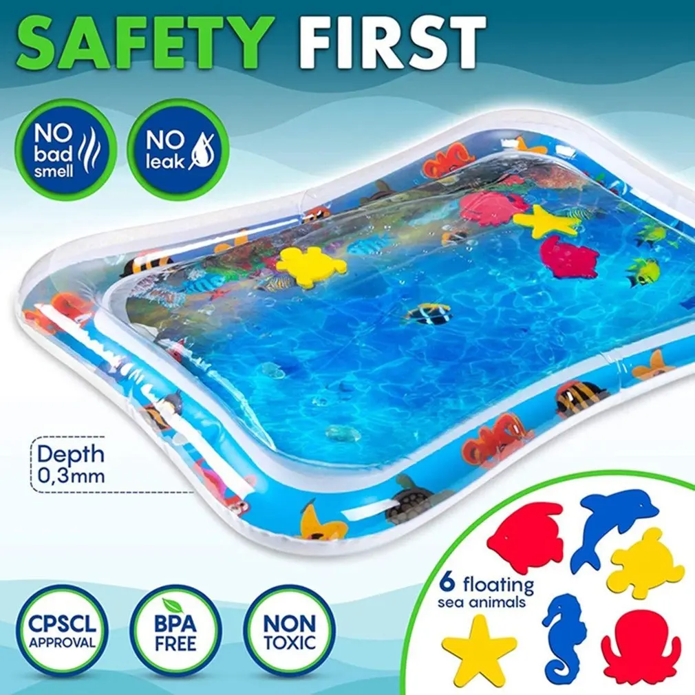 Cartoon Kids Water Play Mat Ocean World Inflatable Thicken PVC Pad Infant Gym Playmat Toys Summer Pool Beach Playing Game Toys images - 6