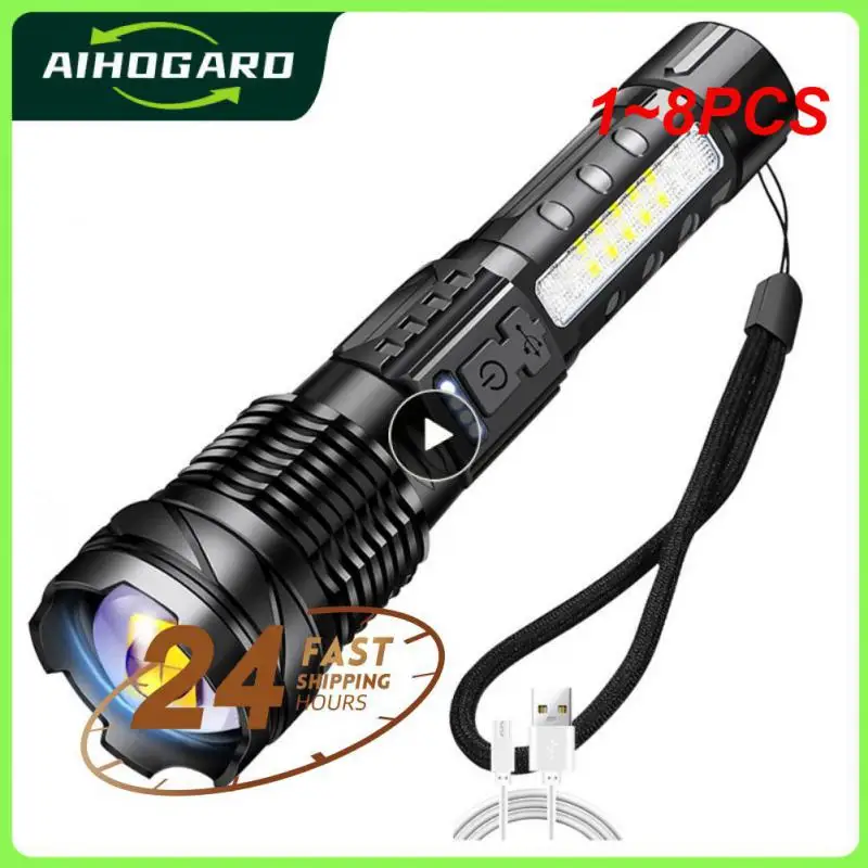 

Фонарик, перезаряжаемый фонарик высокой мощности с лампочками 30 Вт, портативный, 7 режимов освещения, масштабируемый, водонепроницаемый, для кемпинга, 1 ~ 8 шт.