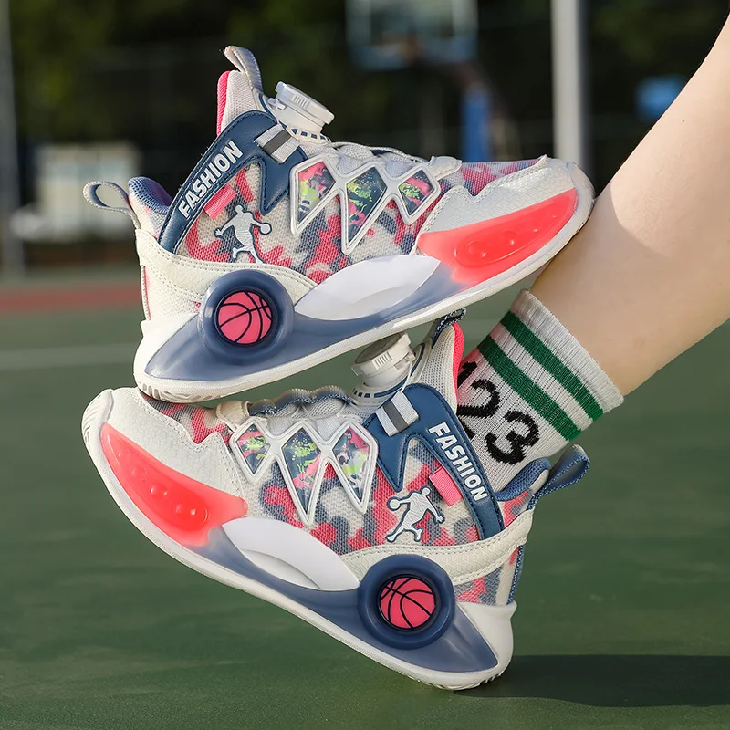 New Style Kids Sneakers Boys Basketball Shoes for Children High Top Breathable Casual Sport Shoes Boy Non-slip Basketball Shoes