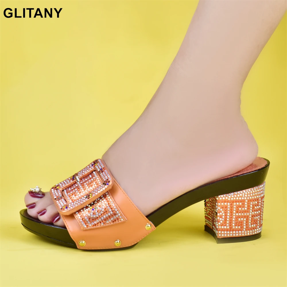 

Black Color Rhinestone Italian Women Wedding Shoes African Party Shoes Summer Women Slipper Pumps Shoe Italian Elegant Shoes