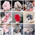 Чехол для iPhone 12 11 13 Pro Max X XS MAX XR с изображением меха кролика