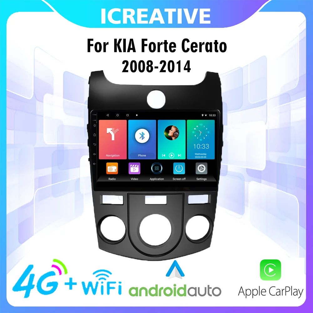 Автомагнитола 2 Din 9 дюймов Android для KIA Forte Cerato 2008-2014 4G Wi-Fi Carplay мультимедийный плеер