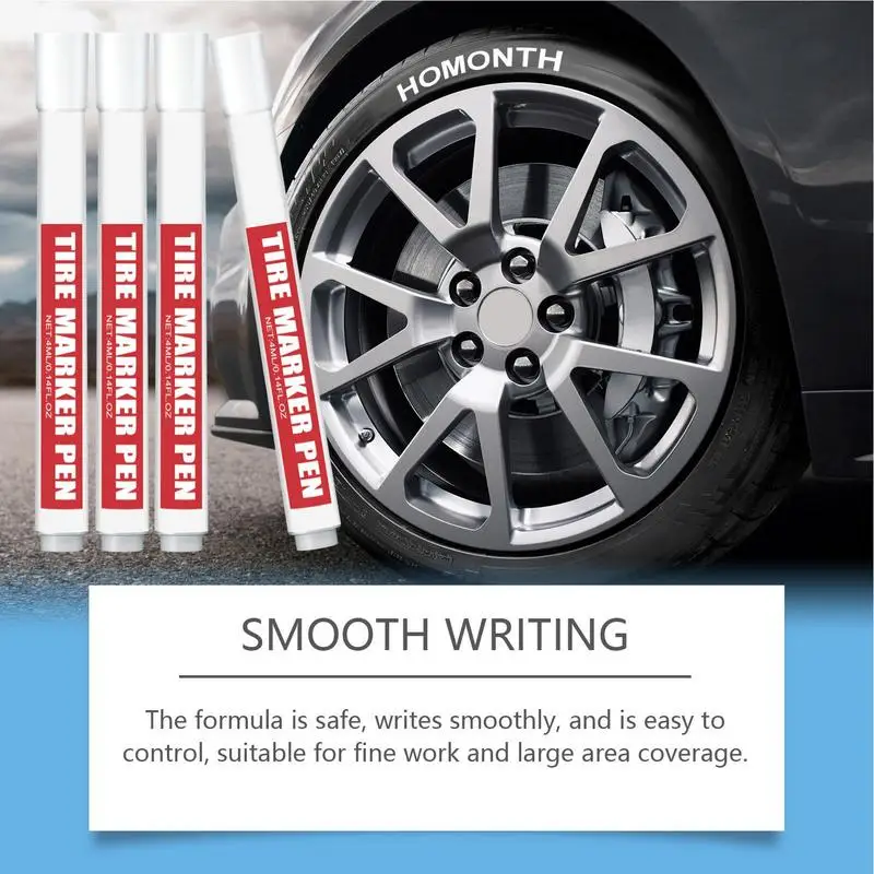 Маркер для краски шин 4 шт. автомобильная маркировочная ручка белые маркеры